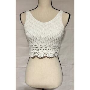 HOLLISTER Sz XS white crochet crop tank w/ lace up tie back